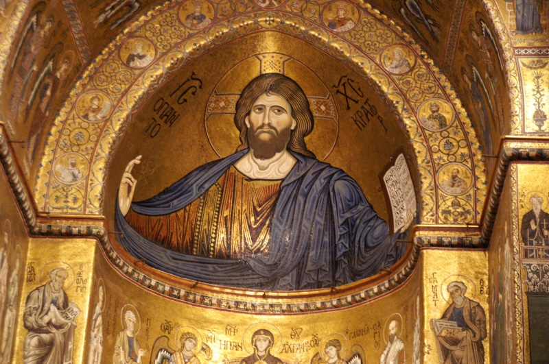 Churches, Sicily, indoors, spirituality, history, Monreale, representation, travel destinations, church, religion, mural, famous Place, no people, pankreator
