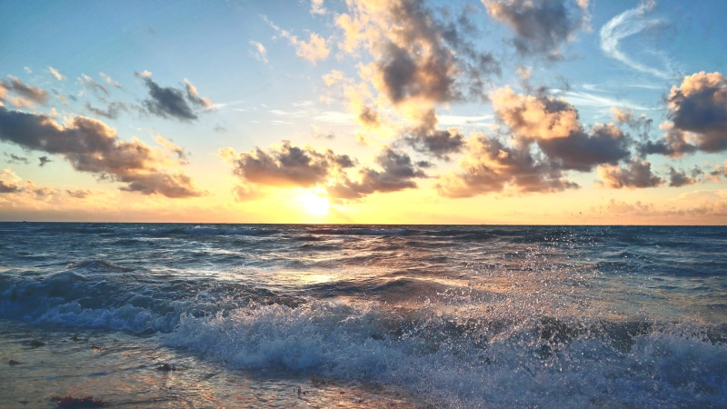 mayan riviera, morning, ocean, sea, quintana roo, sunlight, playacar, dawn, 5K, mexico, wave, horizon, yucatan
