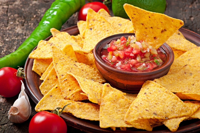 freshness, guacamole, salsa, dip, tomato, vegetable, close-up, food, nacho chip, jalapeno pepper, bowl, tortilla chip, 8K, appetizer, healthy eating, food and drink