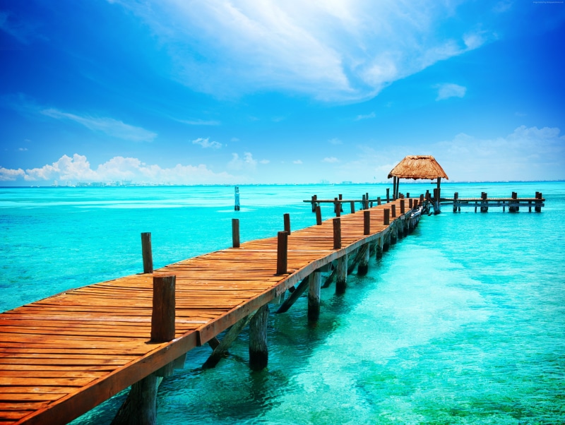 Cancun, shore, Mexico, 4k, The Caribbean, 5k, sky, 4K