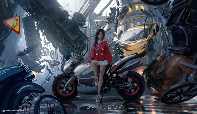 digital prints, motorcycle, 720P, WLOP, digital, Civilization