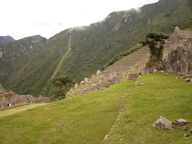 Peru, sky, beauty in nature, landscape, ancient, mountains, machu, os, built structure, public domain, mountainside, plant, pre-Columbian, ruined, green color