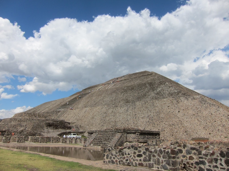 mexico, 1080P, building exterior, built structure, no people, nature, pyramid, mountain, day, ruins, blue sky, travel destinations, landscape, cloud - sky