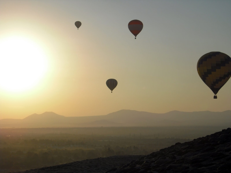 balloon, mexico, freedom, morning, tour, leisure, tourism, four, sunset, recreation, mid-air, mode of transportation, relax, nature, mountain, lifestyle