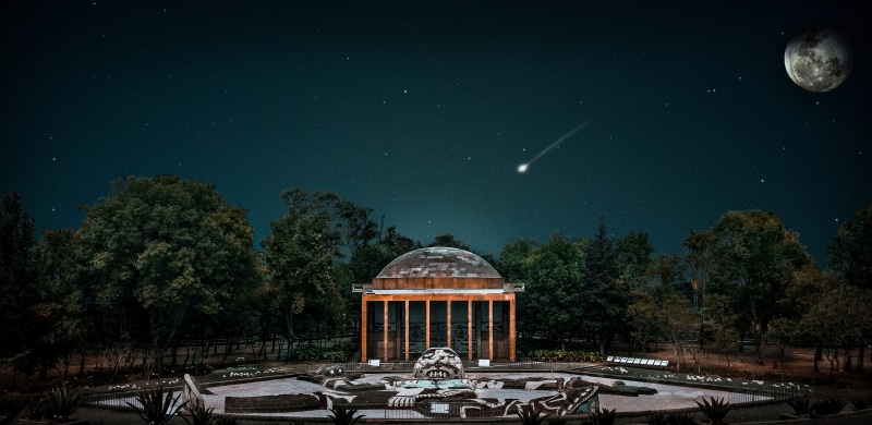 outdoors, cárcamo de dolores, tree, space and astronomy, architecture, star, 4K, museum cárcamo de dolores, scenics - nature, stars, sky, star - space