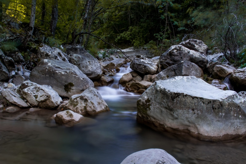 no people, flowing, tranquility, rock, rock - object, nature, france, solid, 5K, river, rocks, water, land, stream - flowing water, forest, day, flowing water