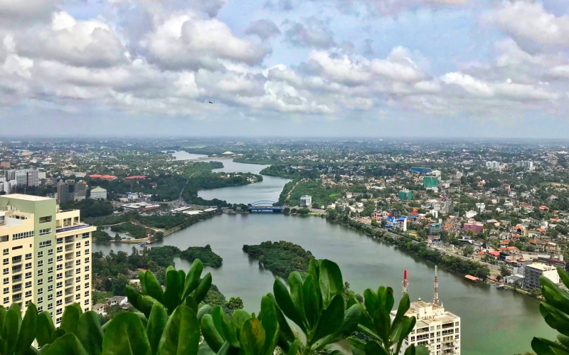 residential district, sky, building, plant, kotikawatta, 4K, city, built structure, river, nature, day, travel destinations, cloud - sky, water, building exterior