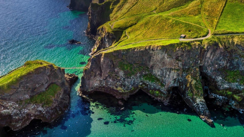 Ireland, cliff, sea, day, green color, scenics - nature, outdoors, plant, water, land, 1080P, island, nature, tranquil scene, turquoise colored, rock