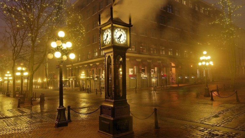 street light, 1080P, France, street, evening, mist, cityscape