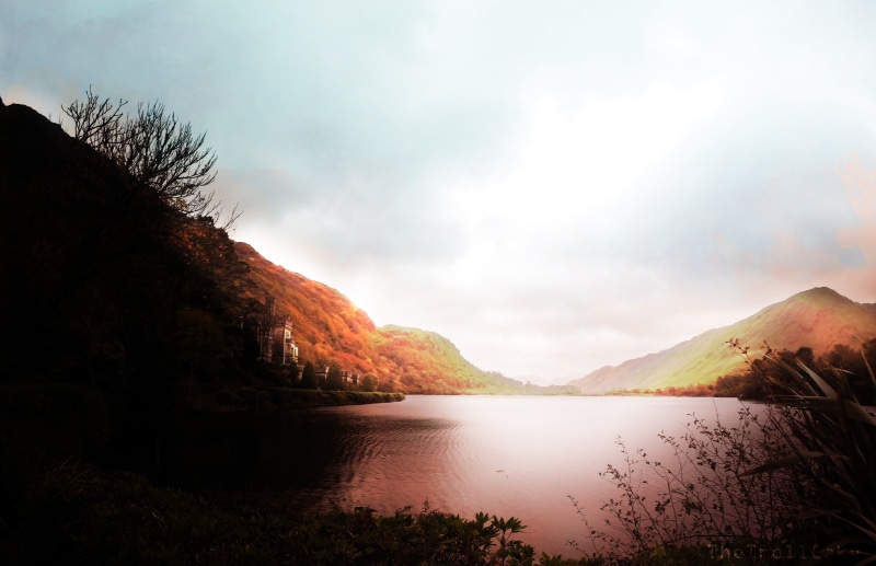no People, 2K, lake, Ireland, cloudscape, sunrise - Dawn, nature, sun, grass, sunset, tranquil Scene, autumn, rural Scene, red, sunlight, season, mountain Range
