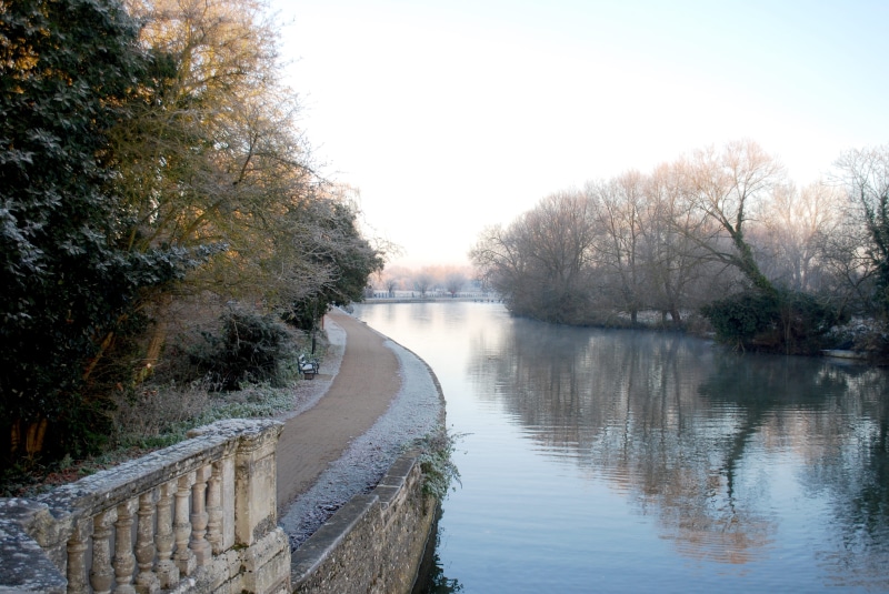 no people, Rowers, tranquility, outdoors, water, nature, clear sky, reflection, day, direction, tranquil scene, river thames (isis), Frost, waterfront