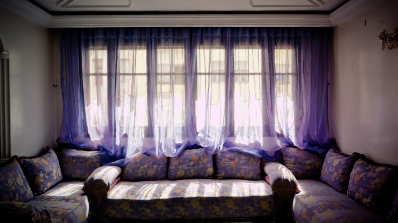 set, curtain, lawn furniture, live, salon, 4K, divan, purple, green, morocco, oriental, arabic, casablanca, home showcase interior, no People, living room