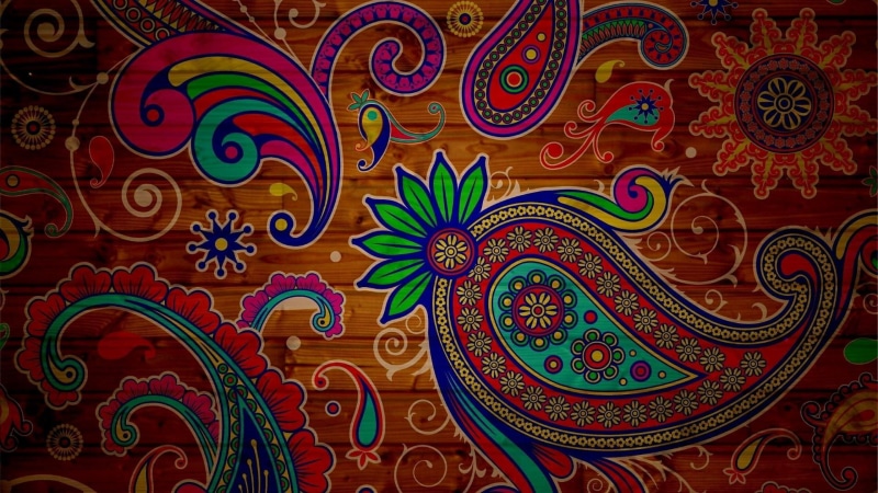 floral pattern, mural, wall - building feature, wood, indoors, colorful, decoration, backgrounds, craft, abstract, close-up, multi colored, ceiling, art and craft