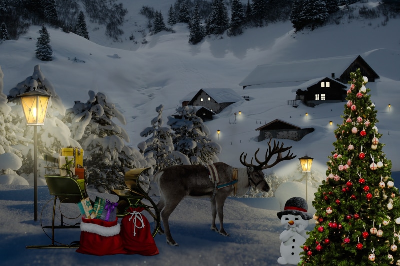 animal themes, cold temperature, santa claus, tree, group of animals, christmas, snow man, christmas images, snowman, vertebrate, deer, winter, lantern
