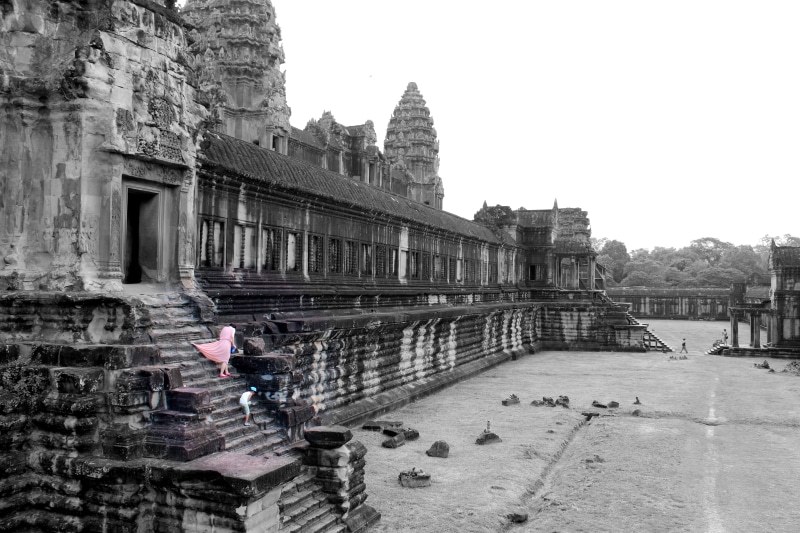 travel, ankor waht, cambodia, city, day, built structure, the past, lifestyles, place of worship, sky, mother and child, temples, akor wat, building, clear sky