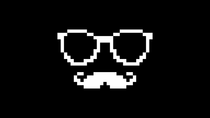pattern, confidence, 1080P, puzzle, patriotism, moustache, no people, glasses, indoors, looking at camera, night, pixels, cooperation, pixel art, technology