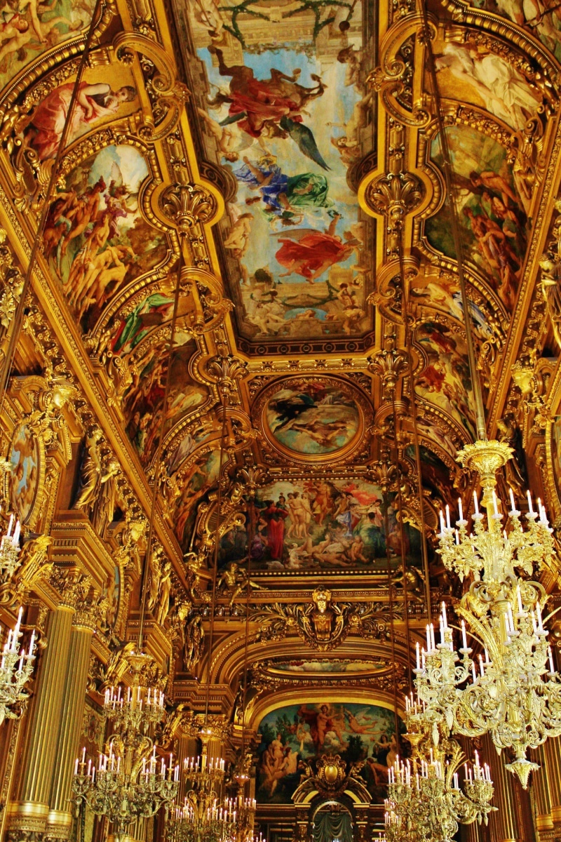 belief, travel destinations, architectural column, theatre, garnier, old, no people, indoors, low angle view, paris, opera, gold colored, spirituality