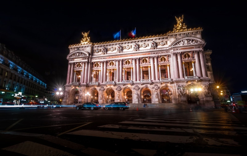 Paris, lights, tourism, theatre, light, sky, architecture, built structure, statue, 1080P, history, France, government, illuminated, nightlife, Grand Opera