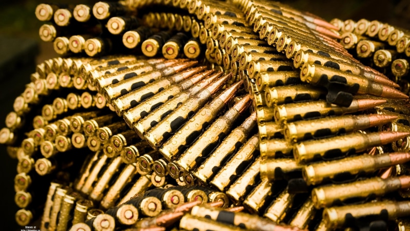 ammo, brass, colored, Gold bullets, 4K, gun