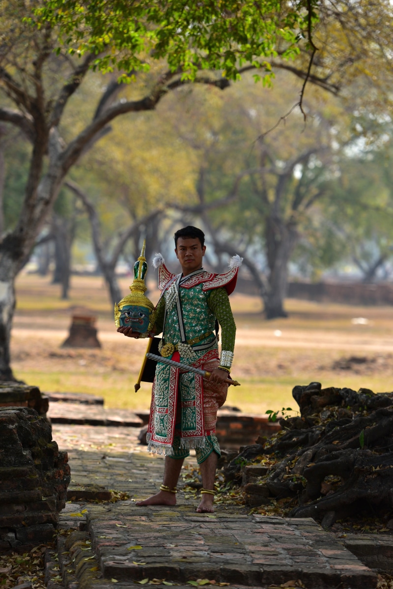 front view, real people, thailand, nature, mask, traditional, focus on foreground, 5K, clothing, day, leisure activity, outdoors, full length, young men