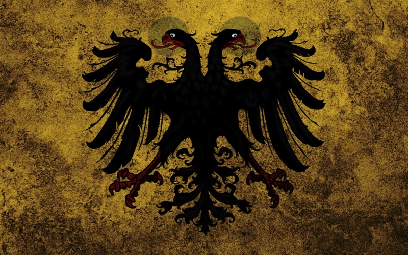 Flags Of The Holy Roman Empire, day, architecture, nature, no people, wall - building feature, human representation, yellow, wall, representation, indoors