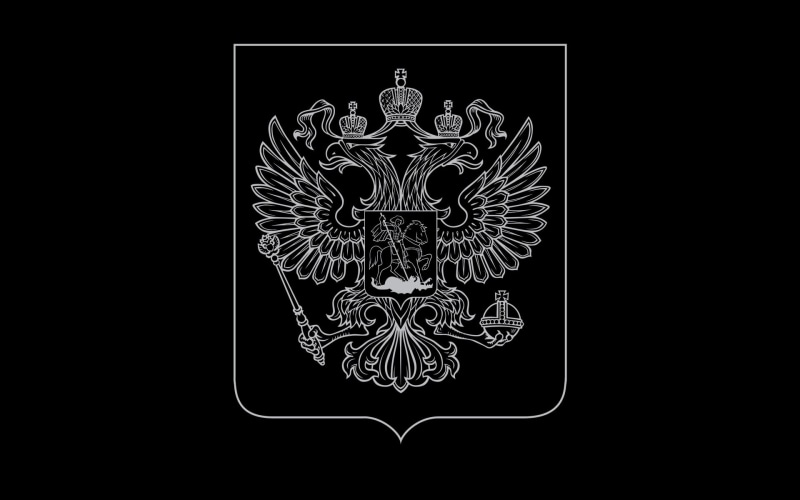Russia, coat of arms, black background, 1080P