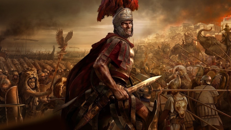 males, weapon, 1080P, knight, video games, the past, men, holding, conflict, traditional clothing, outdoors, architecture, beard, sword, Rome: Total War