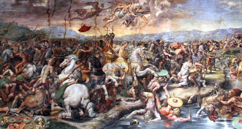 battle, horse, painting, Giulio Romano, Battle of the Milvian Bridge, 2K, classic art, Roman