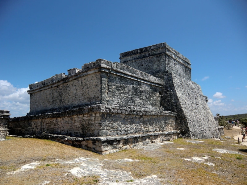 ruined, historic, concrete, beach, building exterior, site, cancun, outdoors, sky, peninsula, history, stone, daytime, riviera, caribbean, blue, tourism