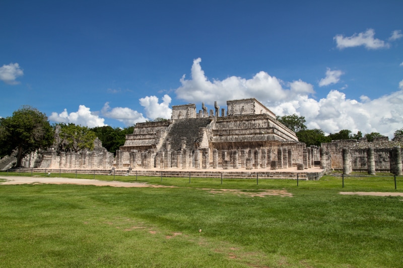 mexico, old, outdoors, day, monuments, tree, built structure, nature, cloud - sky, plant, no people, the aztecs, tourism, travel, grass, blue, culture