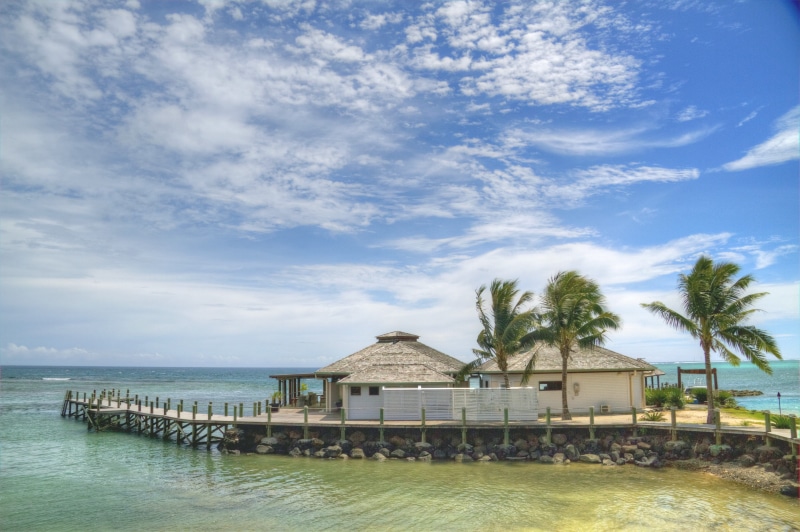 scenics - nature, coconut palm tree, cloud - sky, tranquil scene, Resort, house, sinalei resort, built structure, no People, horizon over water, beauty in nature