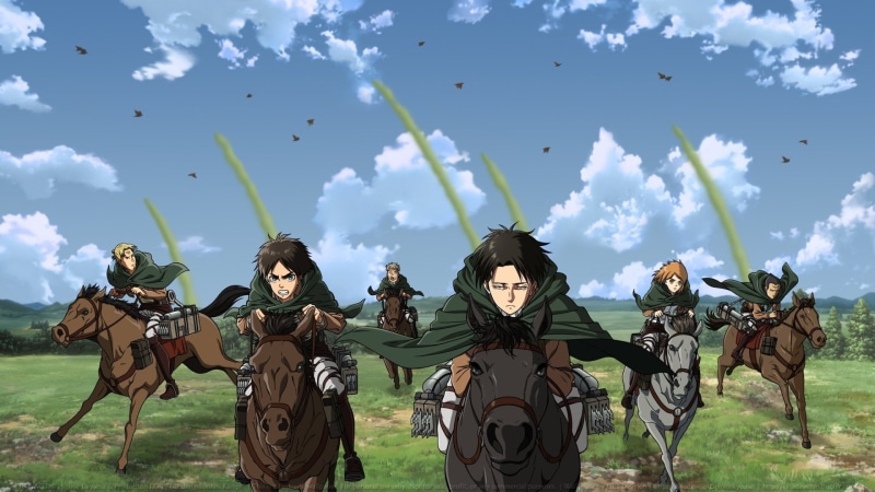 grass, people, cloud - sky, Levi Ackerman, army soldier, front view, representation, lifestyles, Eren Yeager, real people, plant, Anime, outdoors, land