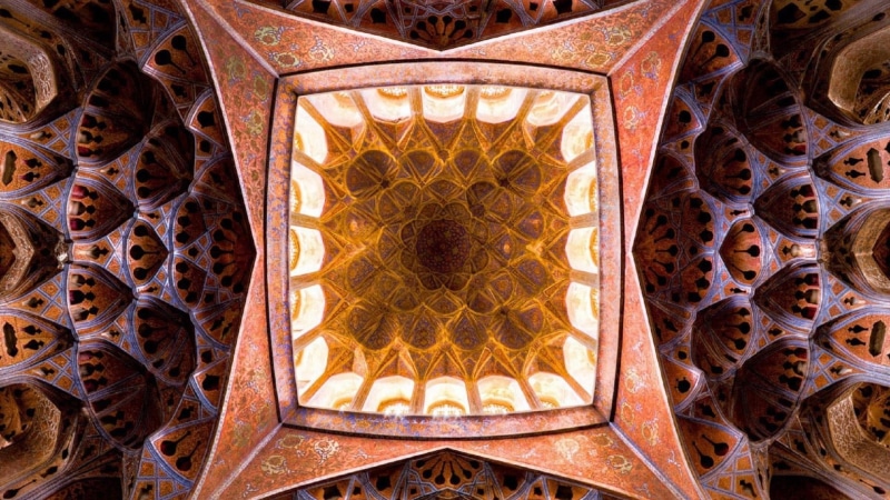 pattern, floral pattern, building, hexagon, no people, built structure, design, indoors, art and craft, circle, directly below, 1080P, full frame, isfahan