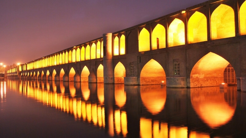 brown, built Structure, iran, arch, architecture, sky, water, illuminated, no People, sunset, europe, reflection, history, 2K, night, bridge - Man Made Structure