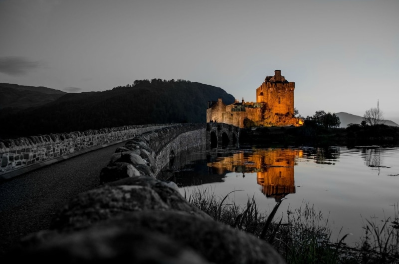 lake, building, travel, tourism, travel destinations, sky, built structure, outdoors, nature, no people, water, the past, history, building exterior, Scotland