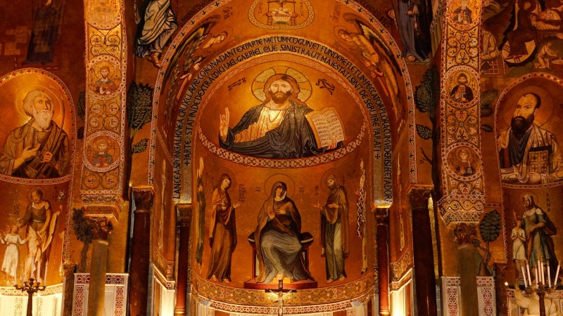 no people, human representation, craft, 2K, palermo, ceiling, painting, sicily, christianity, history, ornate, sculpture, chapel, representation, cathedral