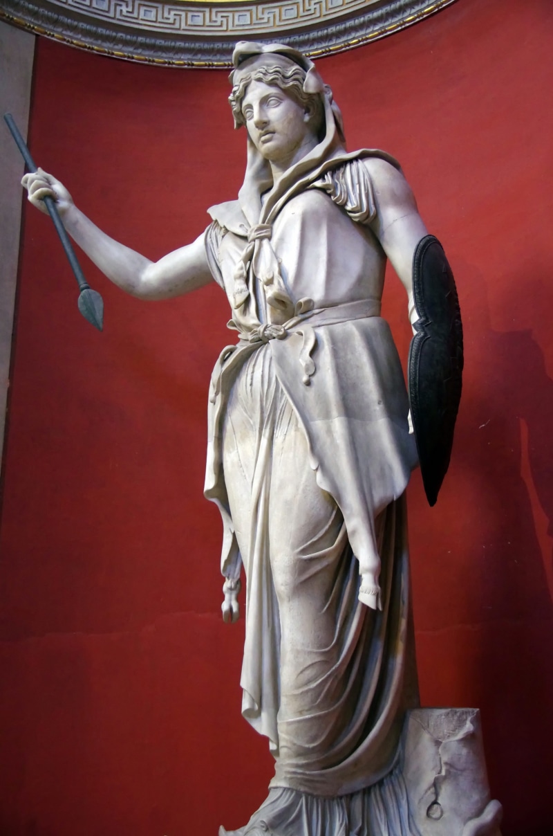 weapon, Museum, architecture, history, colored background, sword, indoors, art, people, museum, red, standing, marble, sculpture, clothing, ancient, human representation