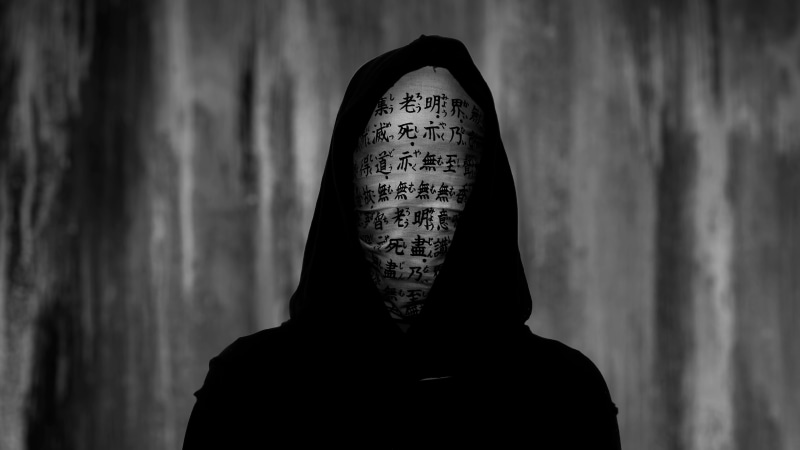 hoods, minimalism, black, 4K, monochrome, Anonymous, hieroglyphs, mask