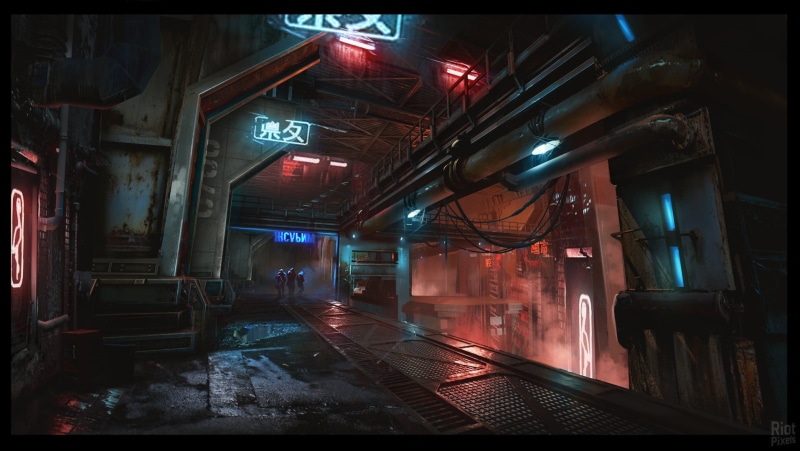 science fiction, video games, concept art, cyberpunk, 720P, digital art, hieroglyphs, futuristic, 2D, Ghostrunner, neon lights, artwork, neon