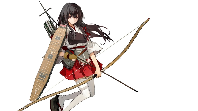anime, studio shot, arrows, rope, Kantai Collection, sky, metal, white background, day, cut out, women, one person, holding, digital, leisure activity