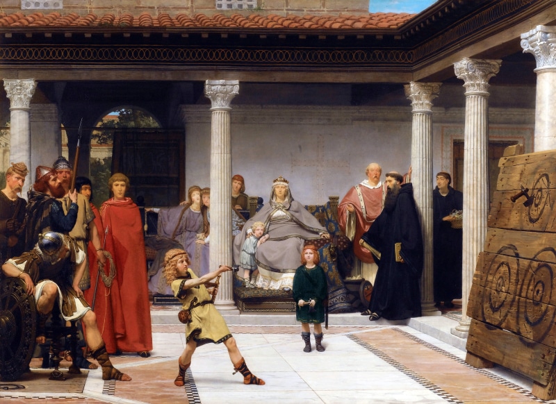 classical art, Lawrence Alma-Tadema, 4K, The Education of the Children of Clovis, classic art