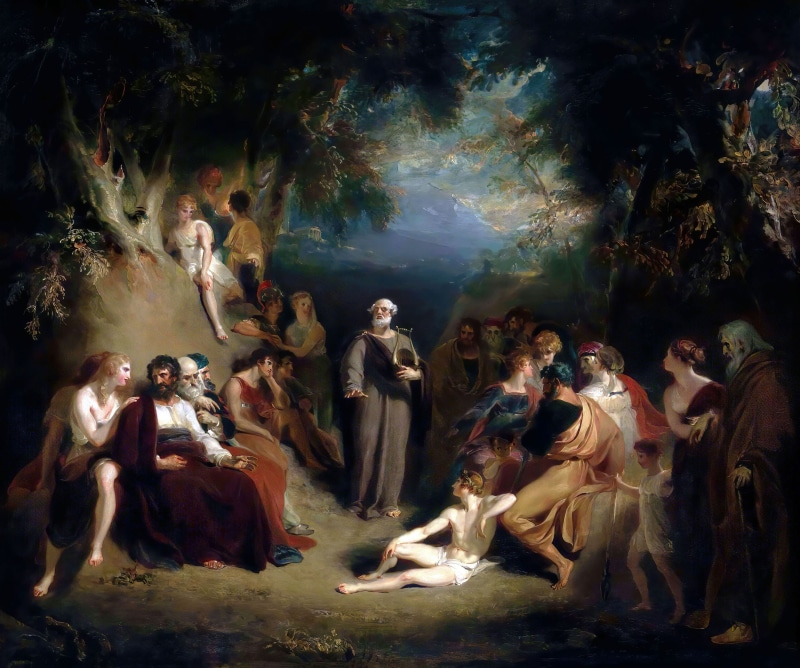 classic art, Thomas Lawrence, Greek, ancient greece, ancient greek, painting, Homer Reciting his Poems, 1080P