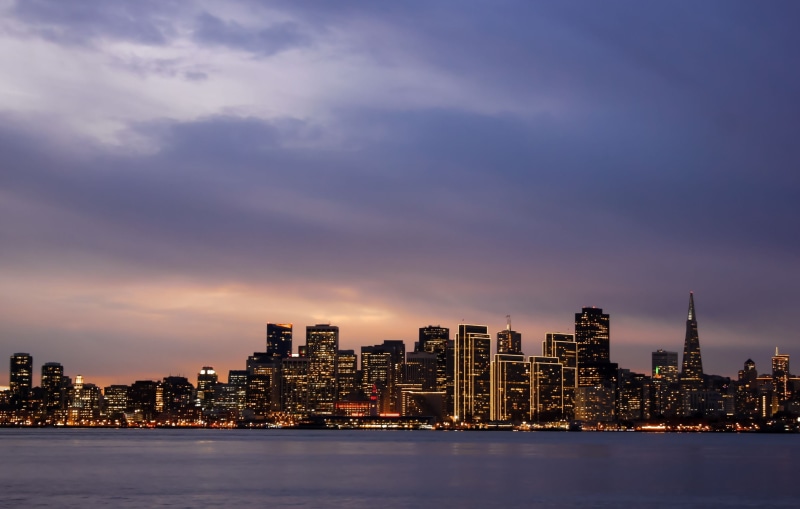 nature, architecture, 2K, cityscape, residential district, financial district, buildings, modern, dusk, waterfront, building exterior, outdoors, office building exterior