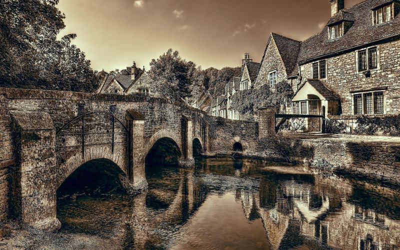 Bridge, Wiltshire, Dusk, Castle, River, 1080P, Combe, England
