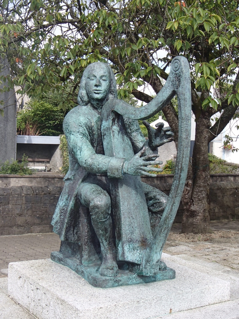 craft, female likeness, shannon, sculpture, celtic, carrick, Folk, park - man made space, musician, statue, tree, no people, outdoors, old, architecture