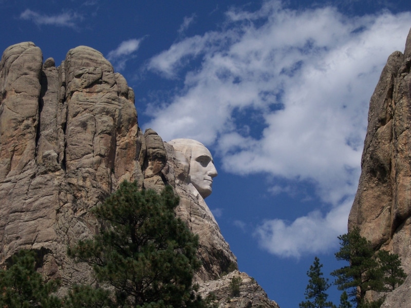 travel, representation, mount, rock, national monument, sculpture, cloud - sky, art and craft, George Washington, landmark, male likeness, 2K, cliff, travel destinations