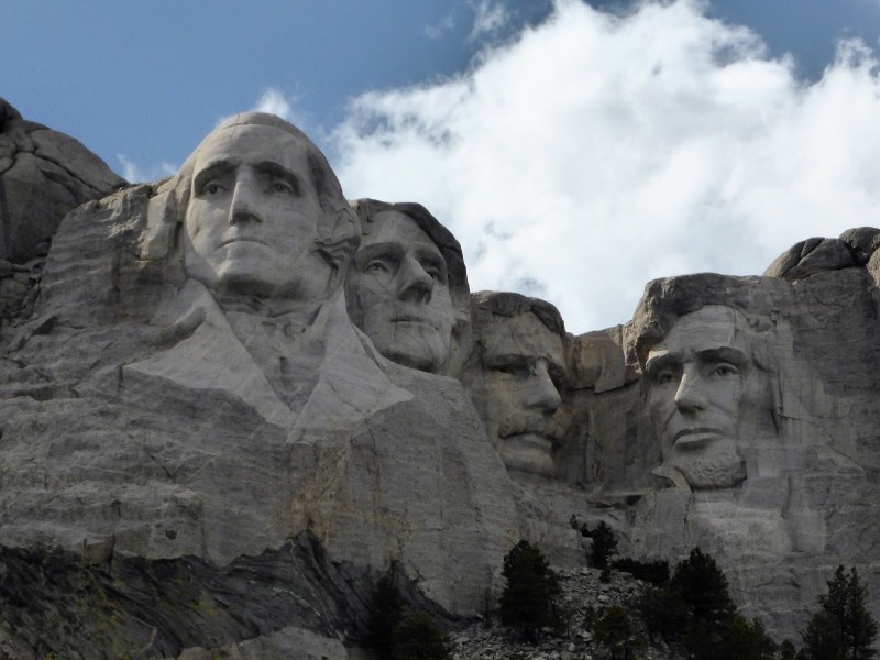 mt Rushmore National Monument, abraham Lincoln, memorial, 4K, thomas Jefferson, cloud - sky, famous Place, monument, day, sculpture, architecture, low angle view