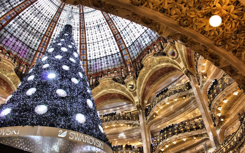 built structure, architectural column, New year, pattern, no people, ornate, 2K, Galeries Lafayette, the past, low angle view, building, religion, ceiling