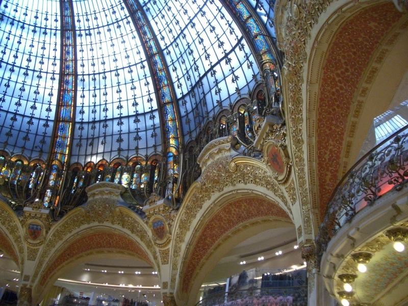 design, glass - material, architectural column, mural, lafayette, arch, ornate, architecture, no people, paris, france, ceiling view, low angle view, belief