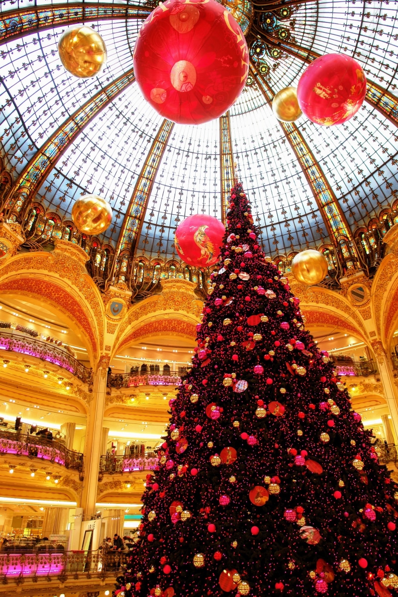 gallery, department store, ceiling, architecture, christmas decoration, la fayette, tree, inside, celebration, day, interior, illuminated, france, dome